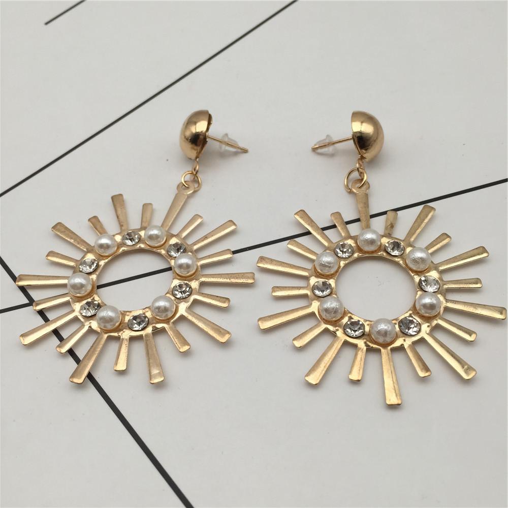 Sunflower Earrings Horse Eye Earrings Diamond Pearl Earrings Female Earrings