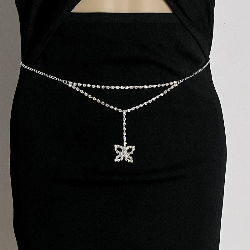 Clothing accessories fashion water drop bow rhinestone waist chain popular elements simple and sexy body chain