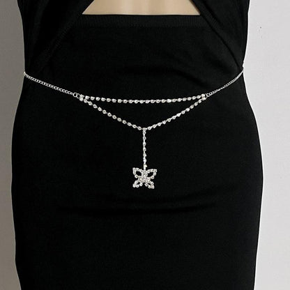 Clothing accessories fashion water drop bow rhinestone waist chain popular elements simple and sexy body chain