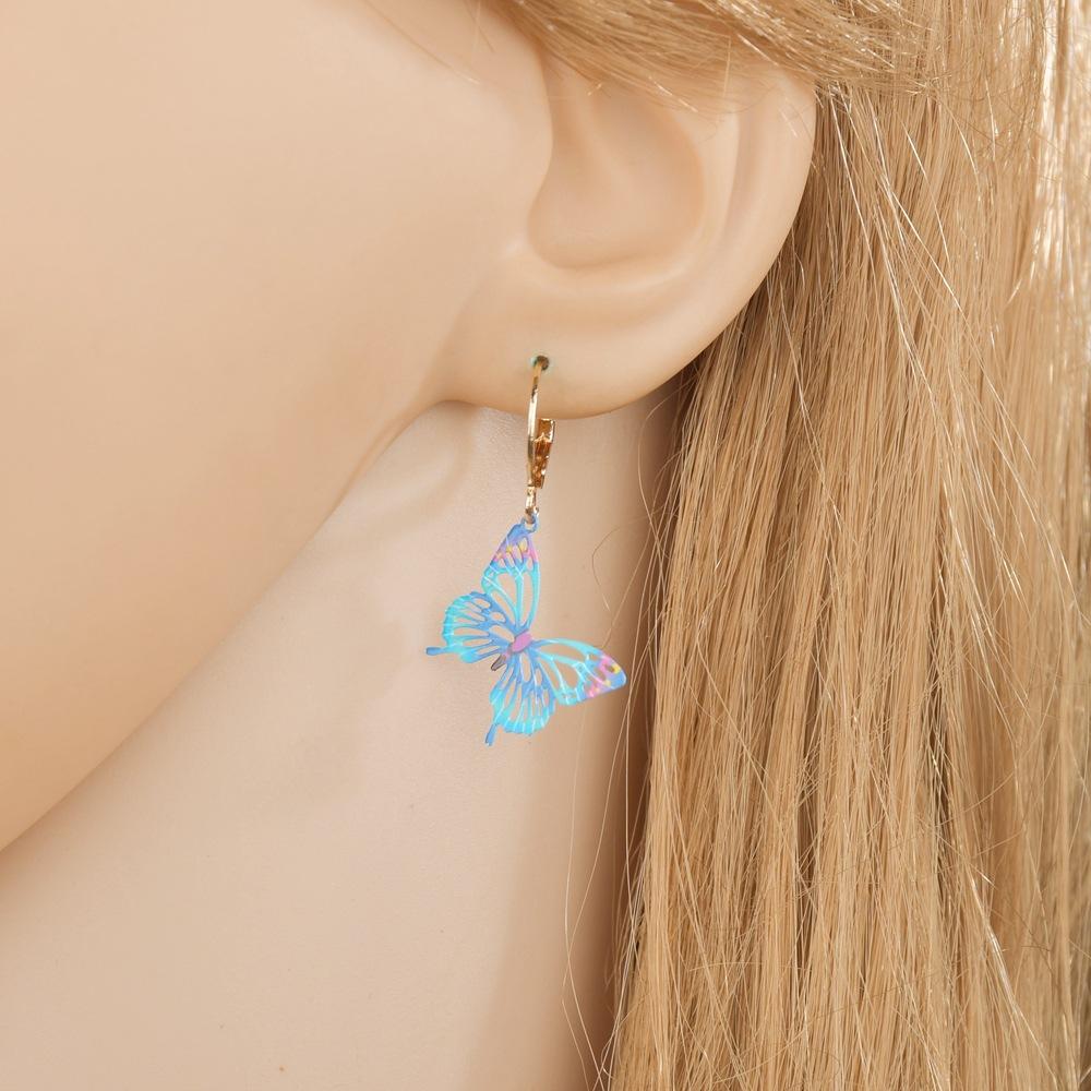 Cute Painted Butterfly Earrings Retro Drip Oil Computer Chip Earrings Female Jewelry