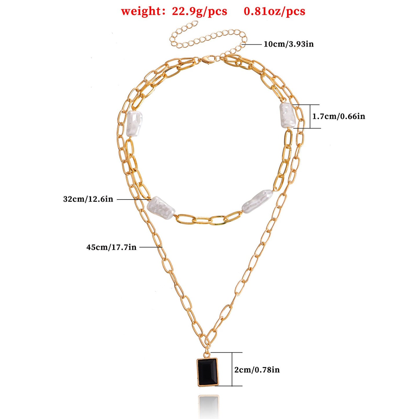 Jewelry fashion double-layer special-shaped pearl bamboo chain black zircon pendant necklace female punk