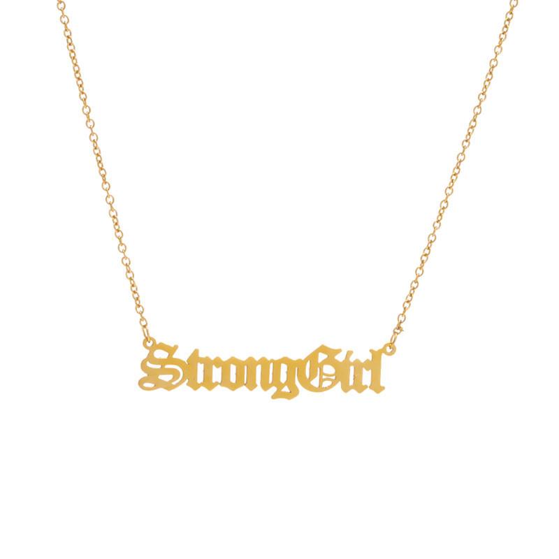 StrongGirl Letter Temperament Necklace Female Dongdaemun Trendy Cool Spice Girl Clavicle Chain Net Red Fashion Pendant