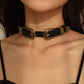 N9556 Street Shot Exaggerated Necklace Personality Neck Leather Necklace Metal Buckle Fashion Choker