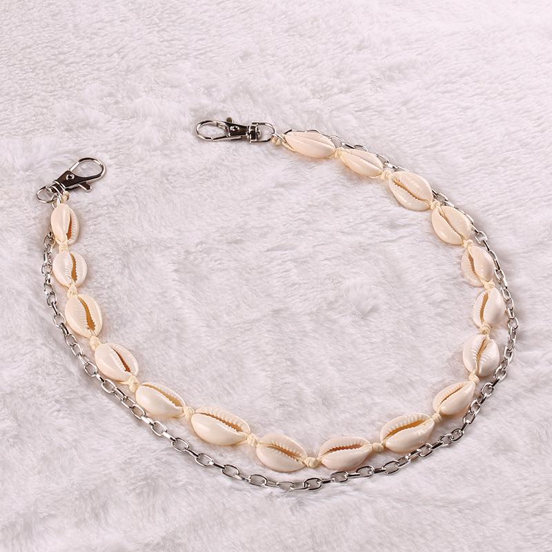 Jewelry beach natural white shell double layer fashion accessories women's trend pants chain