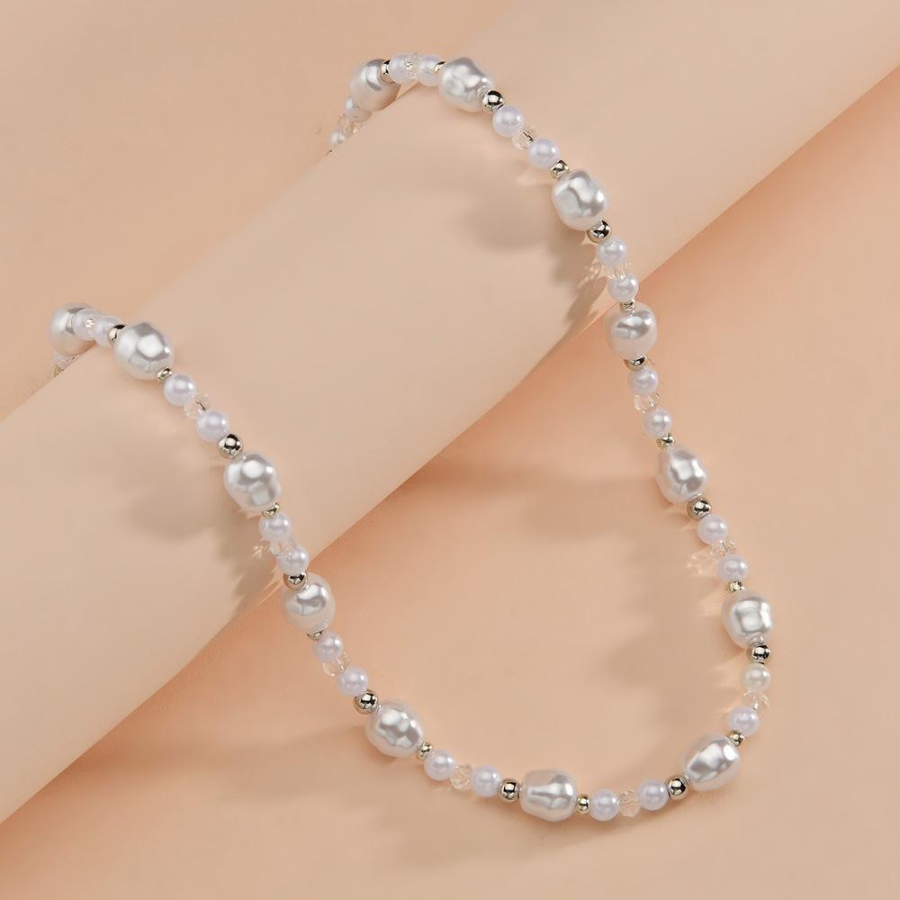 Fashion Imitation Pearl Necklace Simple Temperament Transparent Crystal Clavicle Chain Necklace Jewelry