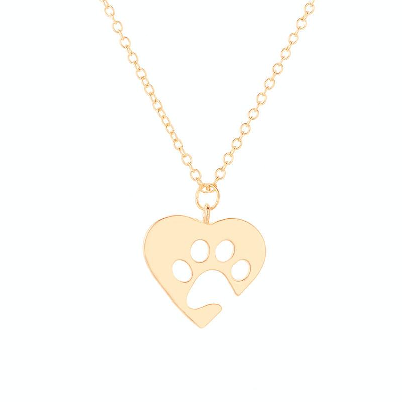 Creative Personality Jewelry Pet Paw Dog Claw Peach Heart Pet Lovers Clavicle Chain