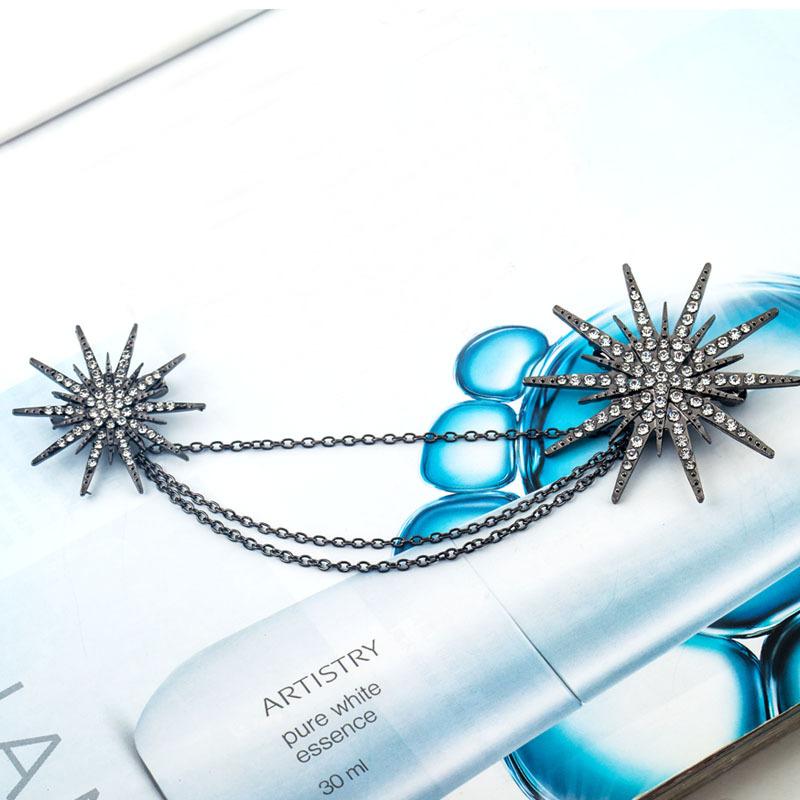 Jewelry popular exaggerated full diamond star tassel chain brooch snowflake collar pin