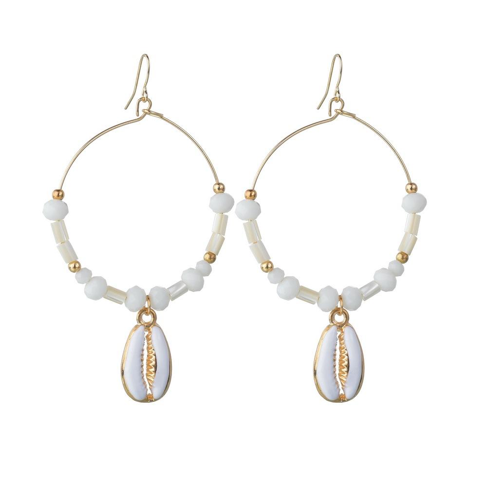 Accessories fresh and natural shell earrings dripping oil shell large circle metal earrings earrings