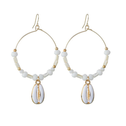 Accessories fresh and natural shell earrings dripping oil shell large circle metal earrings earrings