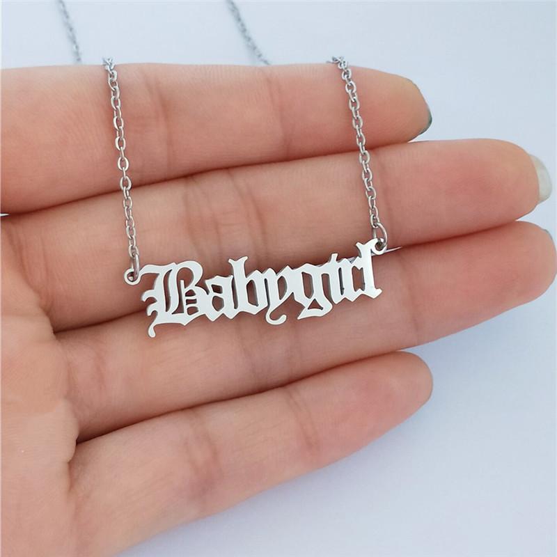 Stainless Steel Jewelry Creative Babygirl English Alphabet Necklace