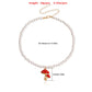Jewelry ins imitation pearl red mushroom necklace necklace female retro all-match simple collarbone necklace