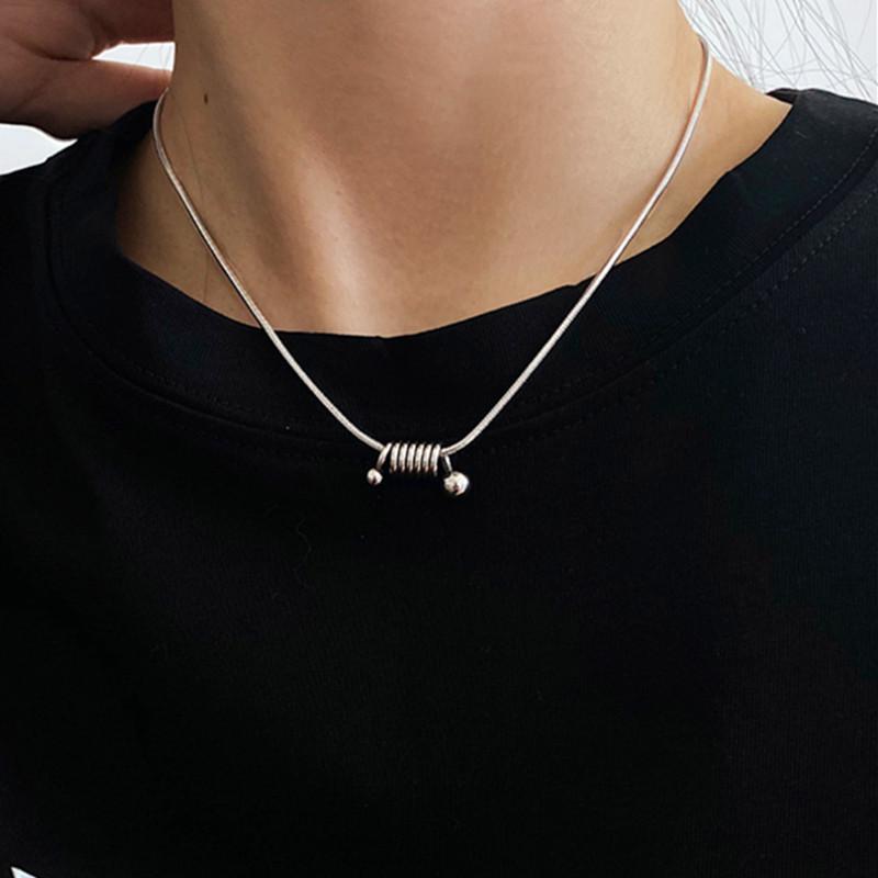 Simple and cold design geometric spring necklace female fashion personality titanium steel necklace female