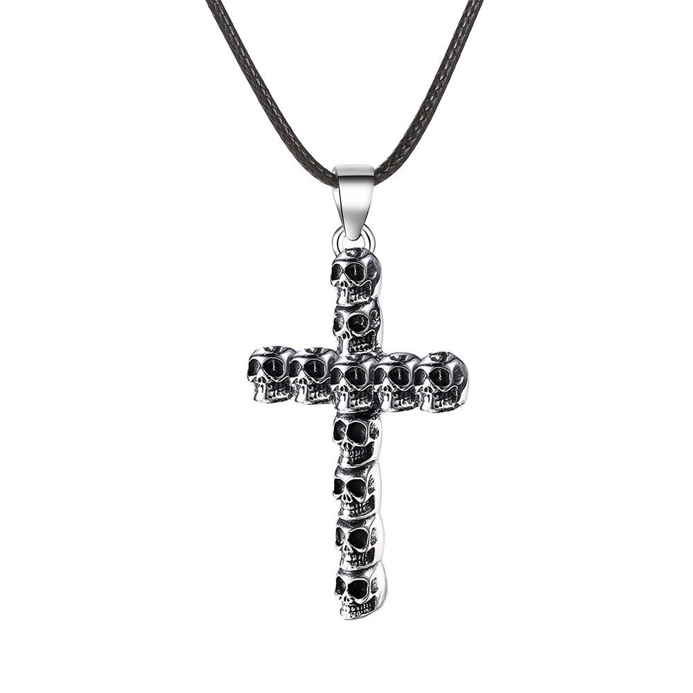 Cross Necklace Retro Trend Skull Necklace Gothic Necklace for Men and Women Halloween Accessories