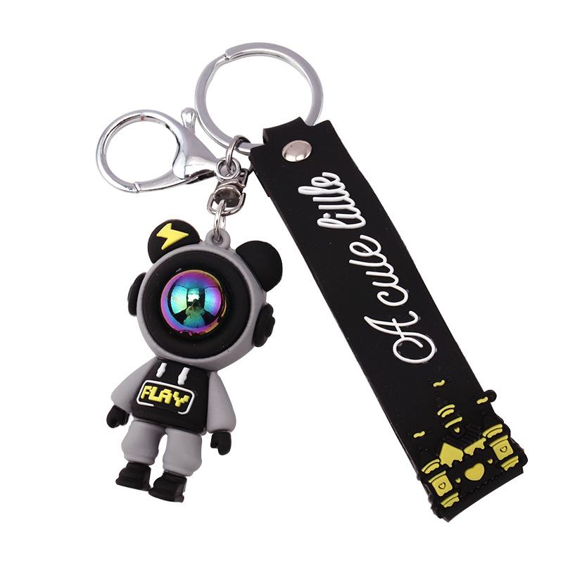Cute lightning bear key pendant couple bag pendant key chain ins cartoon doll soft pottery key chain