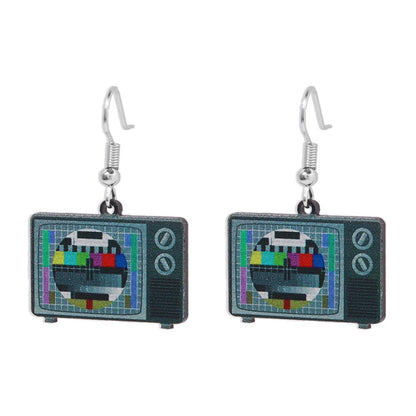 E1337 Simple Plate Earrings Retro Nostalgic Acrylic TV Earrings Personality Creative Earrings
