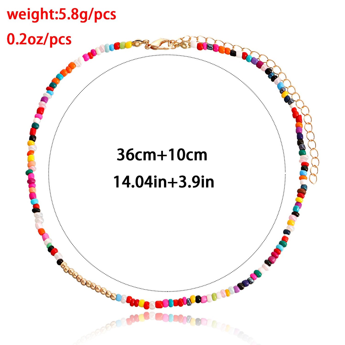 Jewelry bohemian double-layer color rice bead shell necklace female ins beach