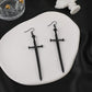 Dark Punk Metal Cross Sword Earrings Retro Personality Exaggerated Dagger Earrings Fashion Earrings Female