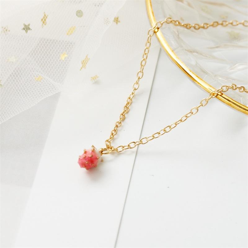 Original Cute Strawberry Necklace Sweet Short Tassel Clavicle Chain Jewelry