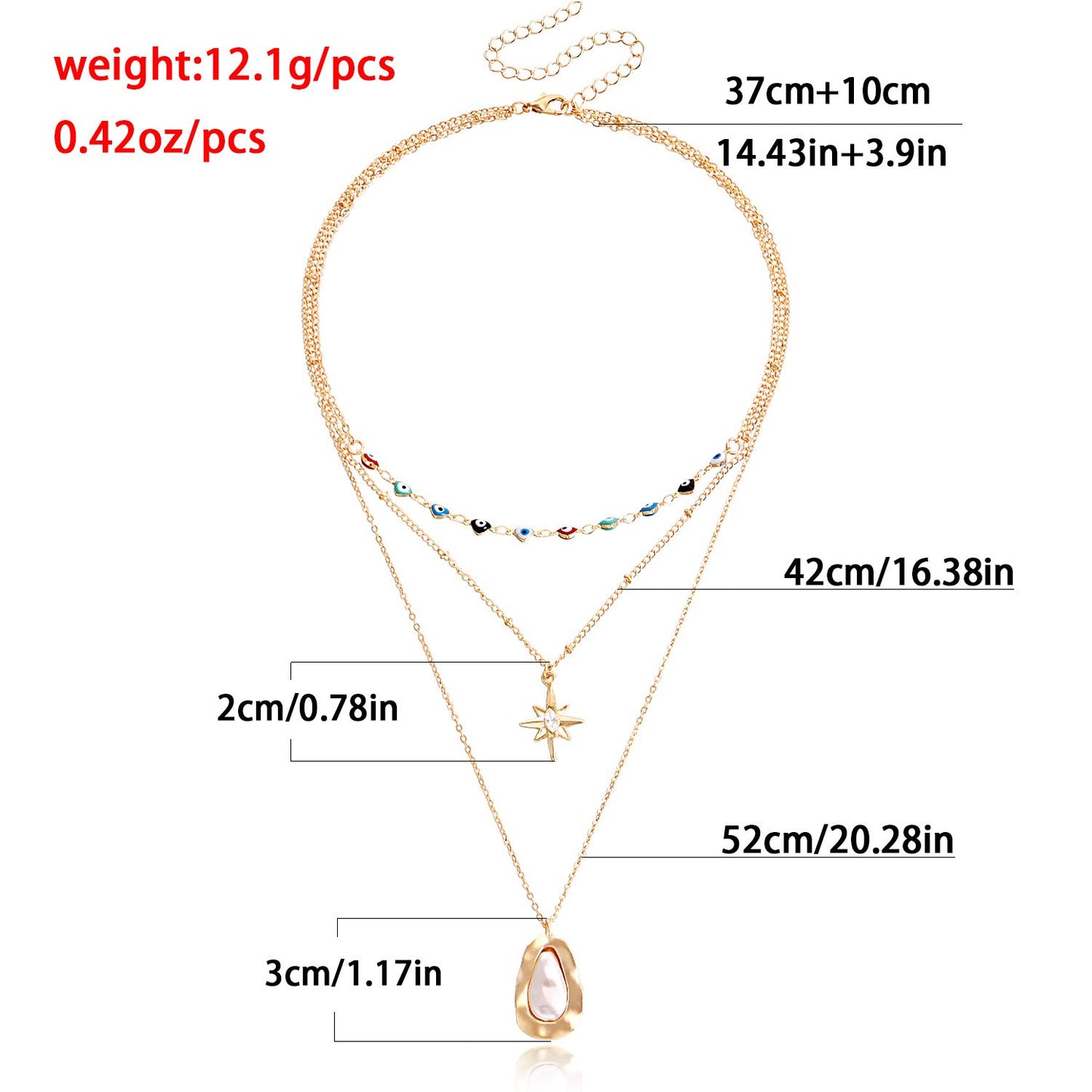 Jewelry fashion love devil's eye hexagram special-shaped pearl necklace female ins niche design