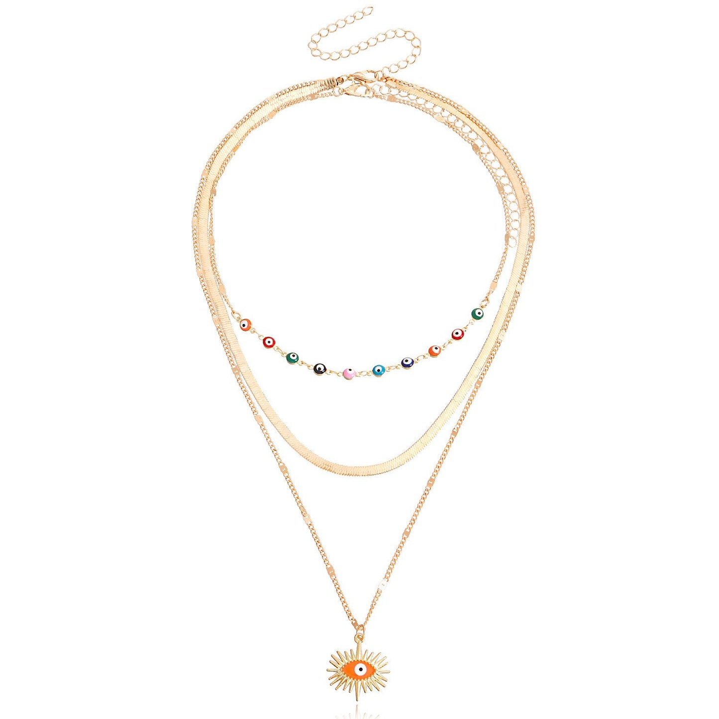 Jewelry trendy multi-layer geometric exaggerated devil's eye pendant necklace female ins eye necklace