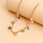 Jewelry punk simple colorful glass flower imitation pearl pendant necklace female ins necklace