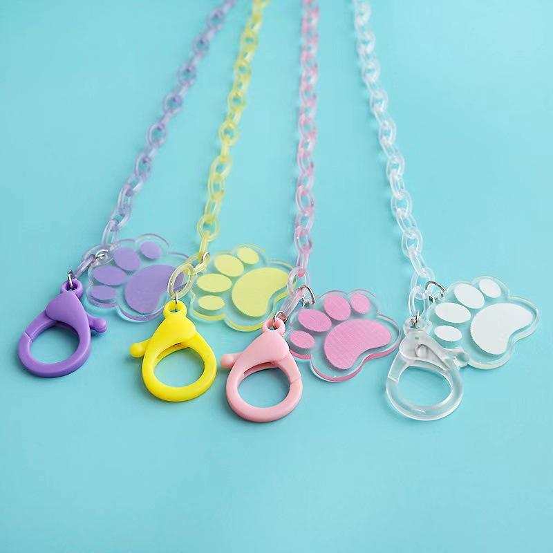 Children's mask chain glasses chain cartoon bear claw color transparent acrylic mask chain anti-lost lanyard 48cm