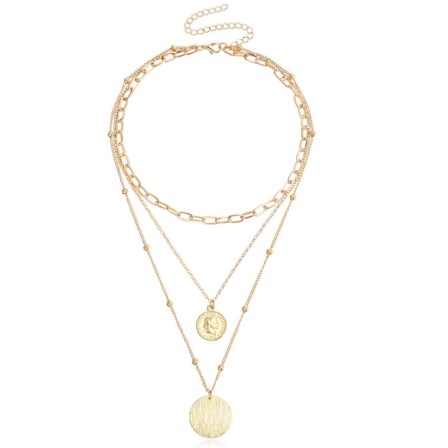 Jewelry trend multi-layer ins coin pendant necklace female niche design sense light luxury necklace