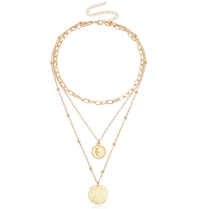 Jewelry trend multi-layer ins coin pendant necklace female niche design sense light luxury necklace