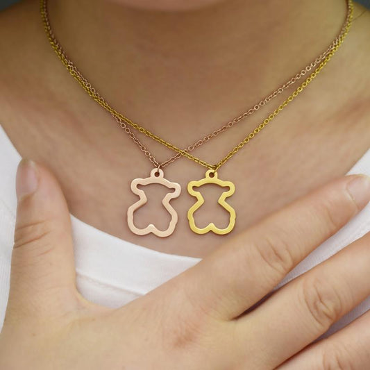 Ins hip-hop soil cool bunny pendant hollow bear pendant stainless steel soil cool girl jumping di necklace