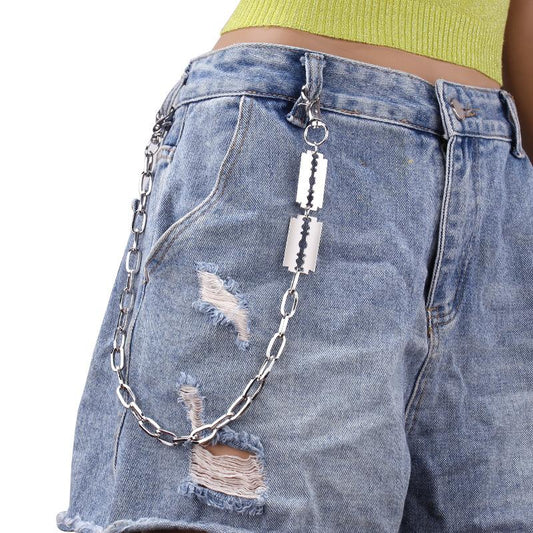 Jewelry punk hip-hop razor blade decoration body chain men and women hipster all-match single-layer pants chain
