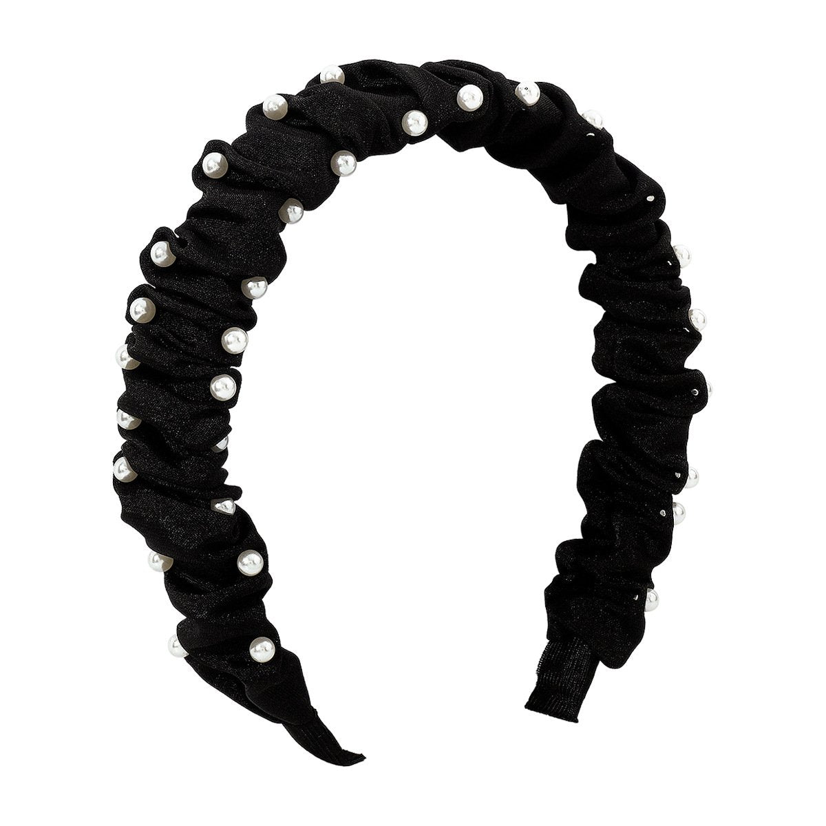 F4549 Xiaoxiang fabric pearl headband women's French elegant net red fold high skull top non-slip headband