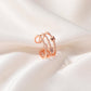 Ins simple hollow love opening ring fashion temperament net red three-layer geometric index finger ring jewelry female