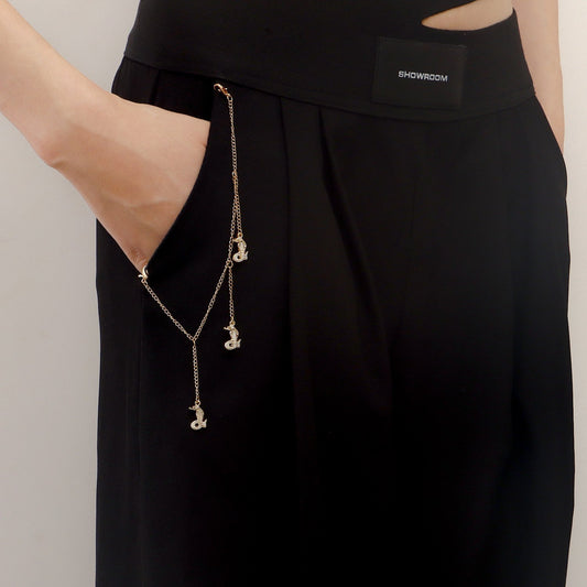 Jewelry cool metal seahorse tassel pendant pants bag accessories ins temperament all-match pants bag chain female