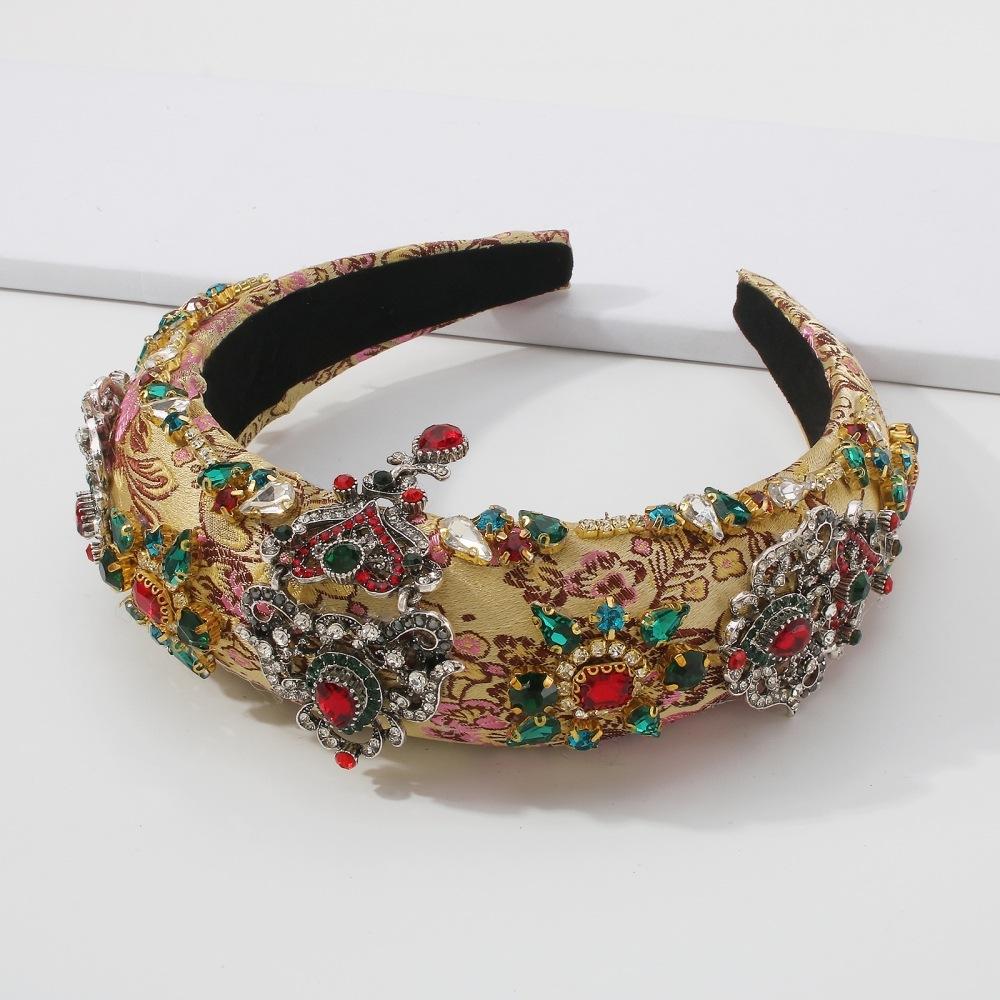 F3697 Jewelry Fashion Retro Catwalk Temperament Headband Embroidery Full Diamond Palace Hair Accessories Female