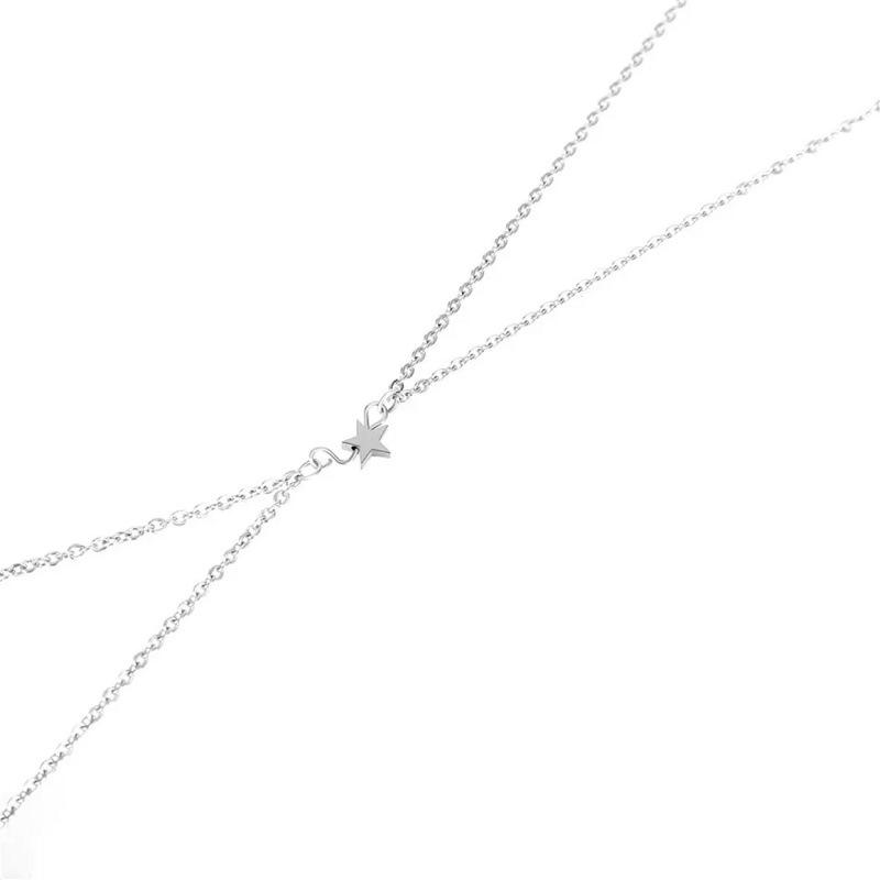 Fashion Alloy Inlaid Pentagram Pendant Simple Sexy Body Chain Women