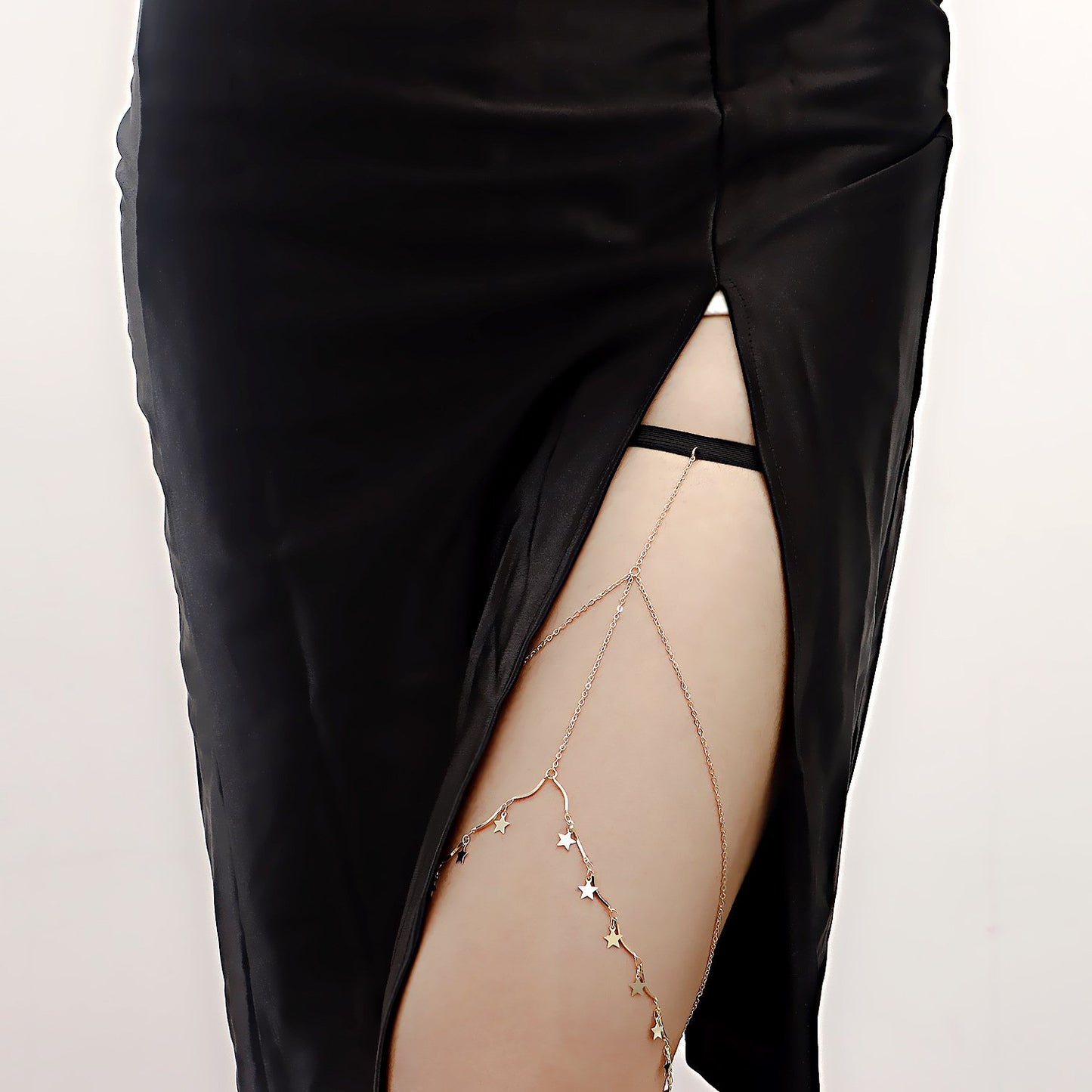 Sexy Casual Beach Babes Leg Ring Body Chain Simple Geometric Star Shape Multilayer Tassel Thigh Chain