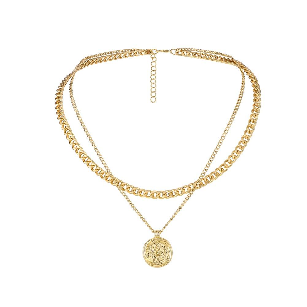 Jewelry Creative Astronomical Compass Retro Round Card Pendant Fashion Double Compass Hip Hop Necklace