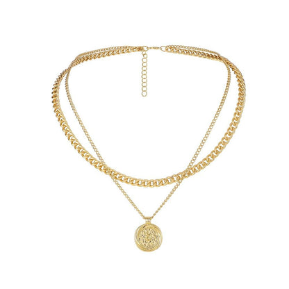 Jewelry Creative Astronomical Compass Retro Round Card Pendant Fashion Double Compass Hip Hop Necklace