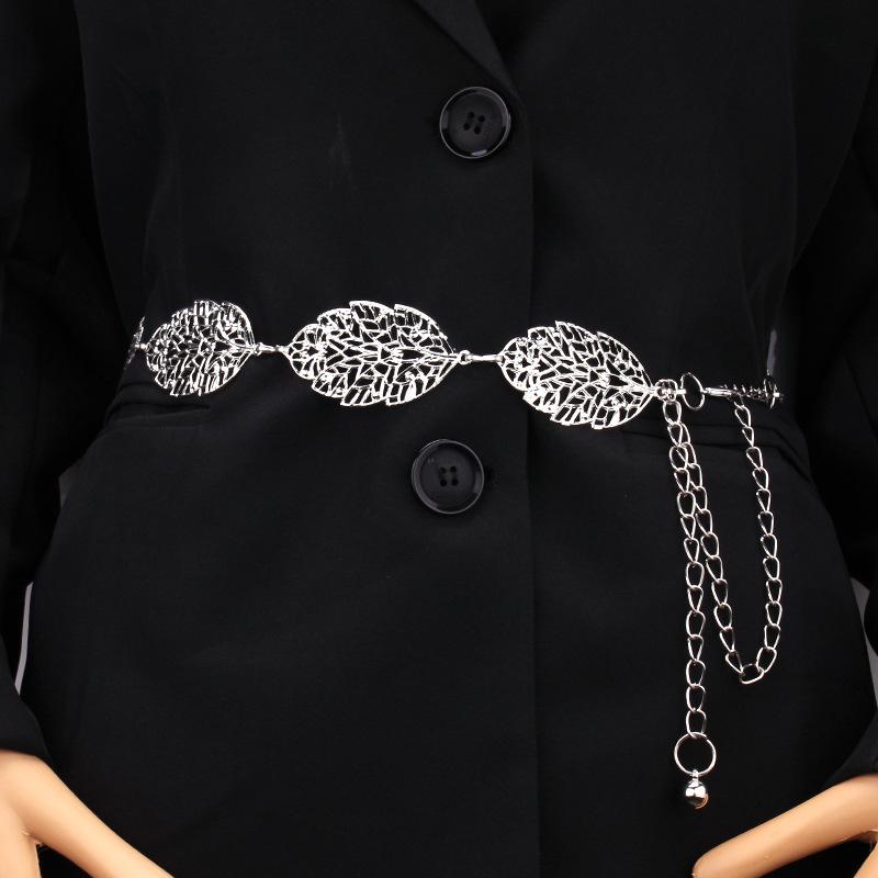 Atmospheric Hollow Leaf Decorative Belt Thin Waist Chain Ladies Decorative Metal Waist Chain Thin Dress Accessories