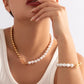 Jewelry Versatile Imitation Pearl Beaded Stitching Necklace Simple Creative Peach Heart OT Buckle Clavicle Necklace