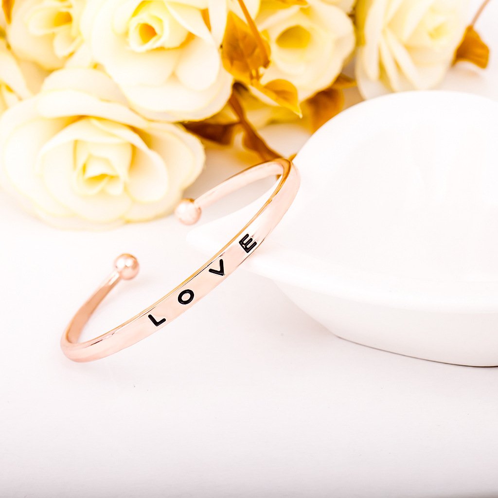 ins simple English letter bracelet female fashion temperament love letter open bracelet couple jewelry tide