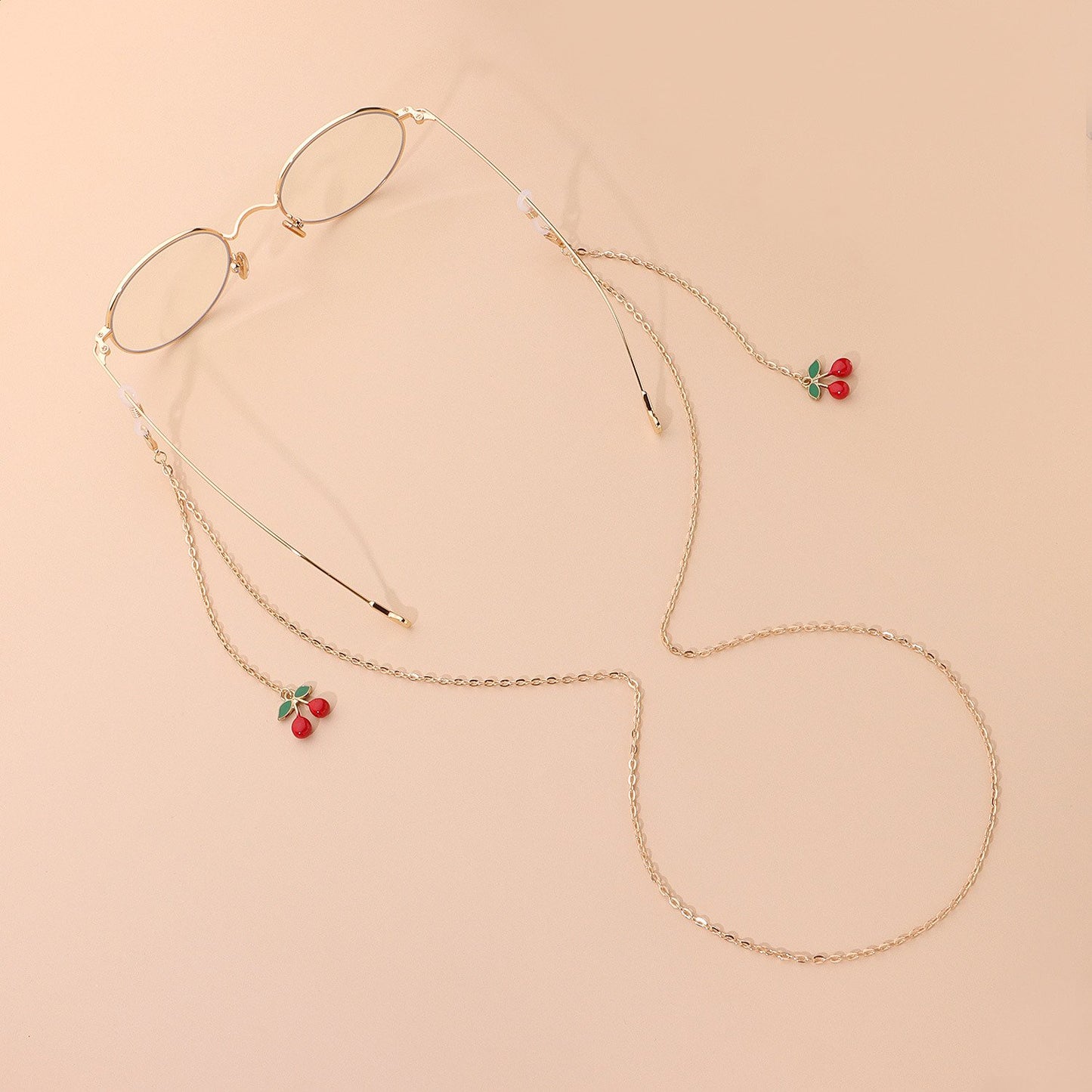 Jewelry Temperament Popular Red Cherry Pendant Glasses Chain Fashion Metal Chain Glasses Accessories