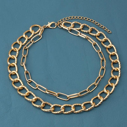 Jewelry Hip Hop Punk Metal Chain Necklace Female Fashion Street Shot Trendy Geometric Clavicle Necklace