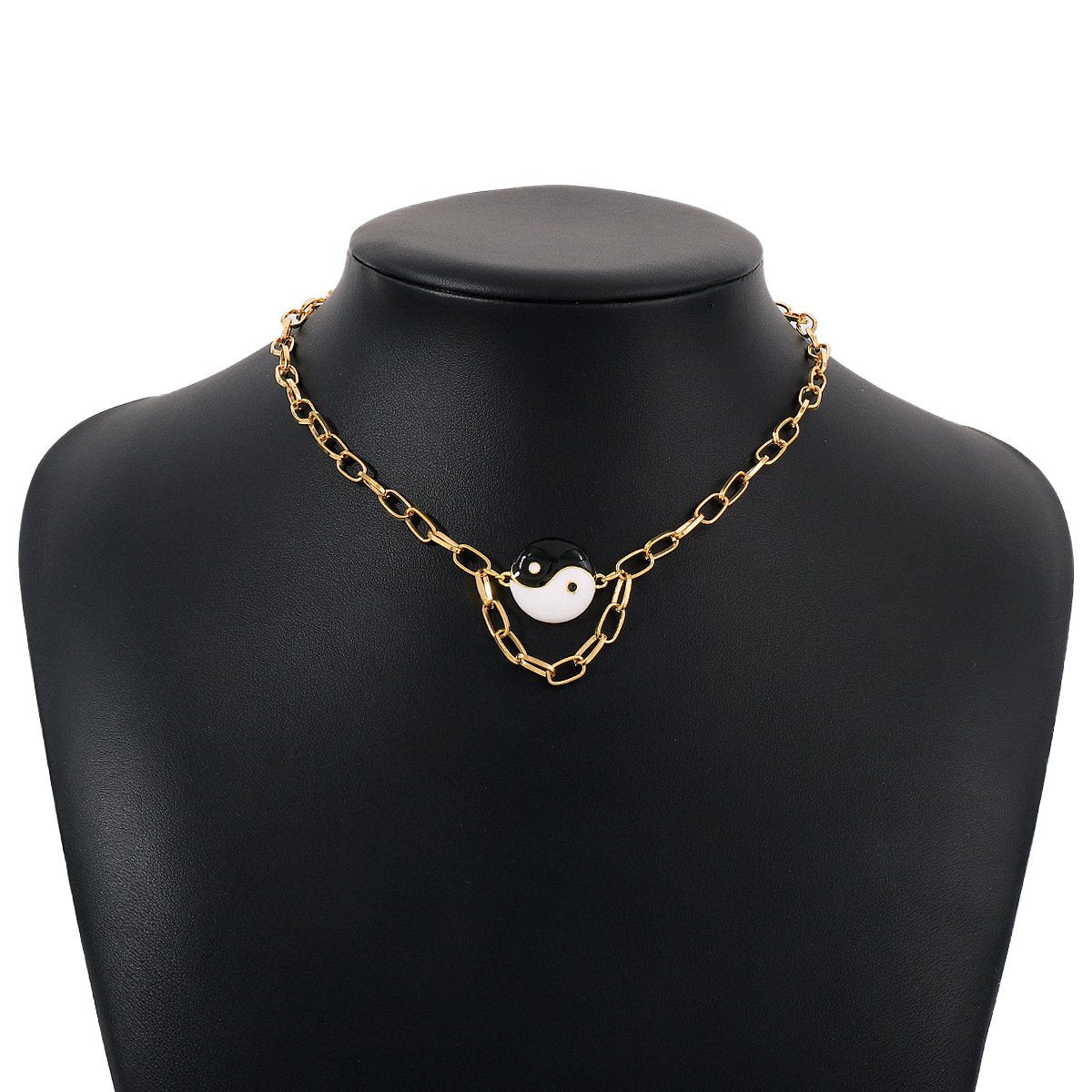 N1478 Single Layer Geometric Necklace Alloy Drip Oil Tai Chi Yin Yang Eight Diagrams Necklace Creative Fashion Necklace