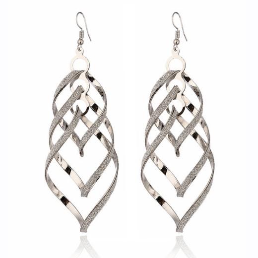 Direct Supply Earrings Exaggerated Retro Earrings Alloy Multi-layer Frosted Spiral Earrings