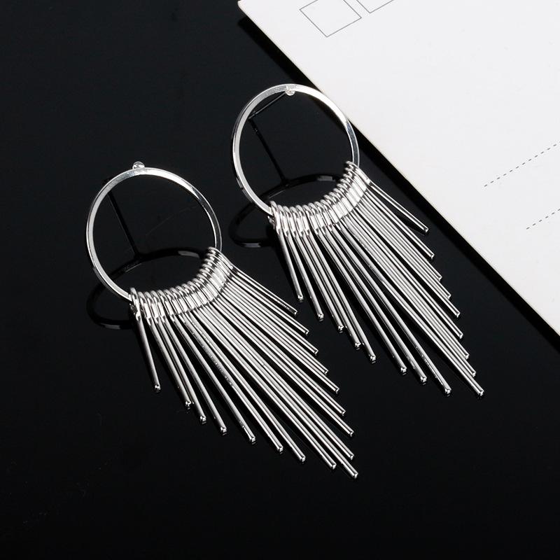 Circle multi-layer long and short tassel stud earrings retro fashion earrings