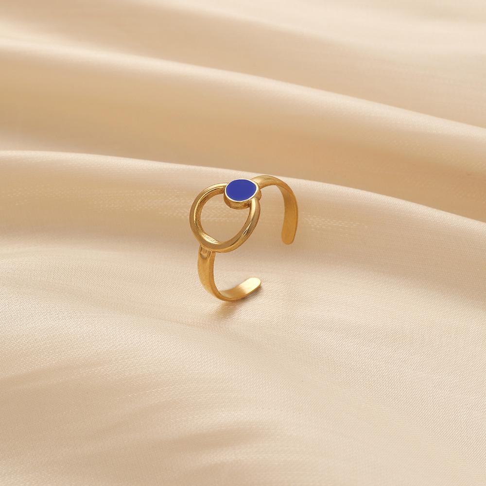 Simple Design Ladies Fashion Stainless Steel Open Adjustable Circle Moon Oil Drip Ring