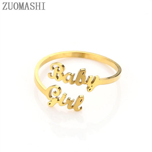 English Babygirl baby girl titanium steel ring