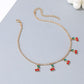 Rhinestone Cherry Necklace Hip Hop Tennis Chain Cherry Pendant Necklace Small Fresh Single Row Micro-studded Diamond Necklace