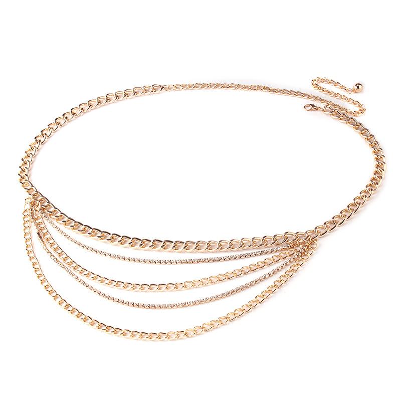 Jewelry multi-layer simple diamond chain body chain female retro sexy metal waist chain